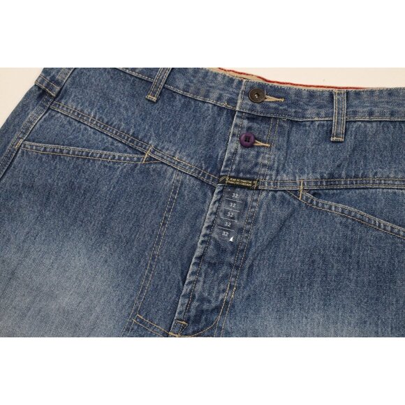 Deadstock Vintage 90s Marithe Francois Girbaud Mens 32 Baggy Denim Shorts Blue - Picture 5 of 11